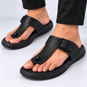 New Premium Leather  Sandal 160 Black.